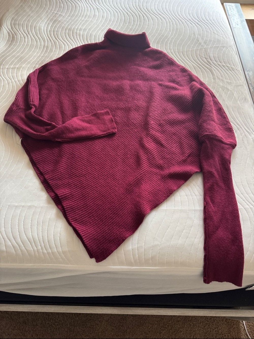 HALARA Burgundy Ribbed Turtleneck Sweater